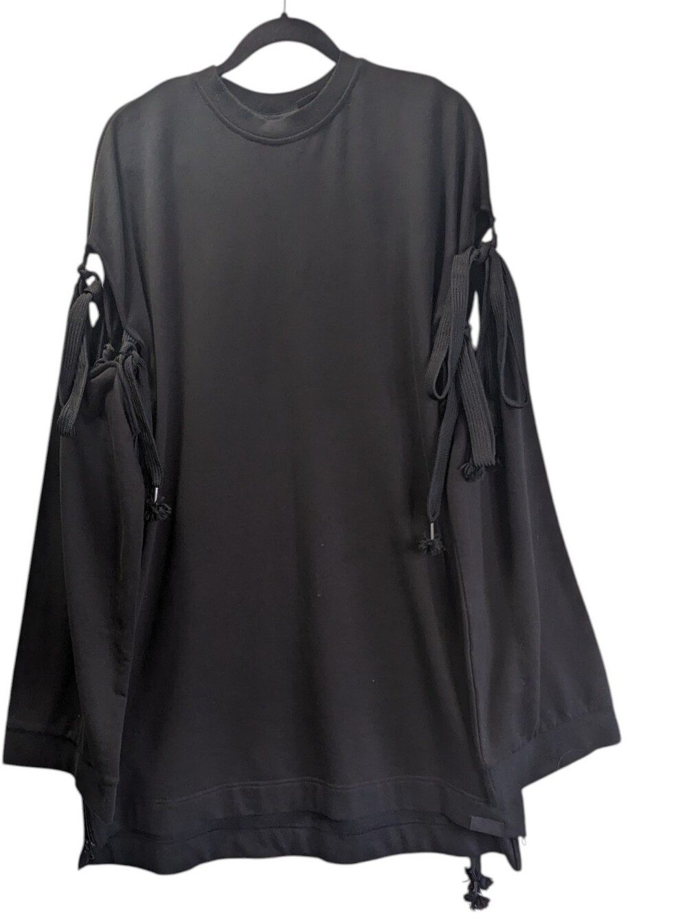 Puma By Rhiana Black Tie-Detail Long Wide Sleeve Tunic Top Size M Oversized